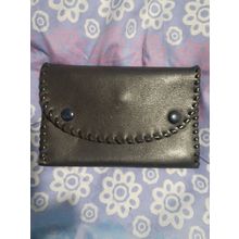 handmade black leather 2 pocket pouch / purse 14 x 9cm never used unisex