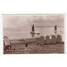 The Sands & St Tudwal's Island Pwllheli Postcard RP Caernarfonshire Wales