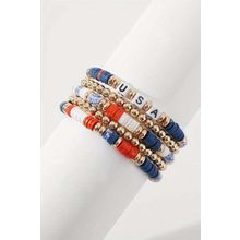 Multicolour 5pcs USA Independence Day Beaded Bracelet Set