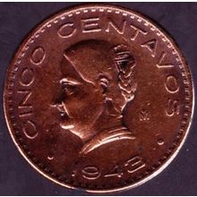 1943 Mexico 5 Centavos Coin