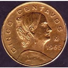 1965 Mexico 5 Centavos Coin