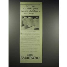 1929 Du Pont Fabrikoid Textbook Binding Material Ad - Carelessness