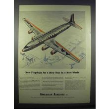 1945 American Airlines DC-6 Plane Ad - New Flagships