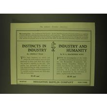 1918 Houghton Mifflin Company Ad - Instincts in Industry by Ordway Tead