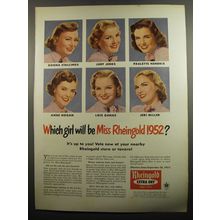 1951 Rheingold Beer Ad - Which girl will be Miss Rheingold 1952?