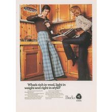 Bucks New Wool Polyester Flares Trousers 1970s Advertising Postcard