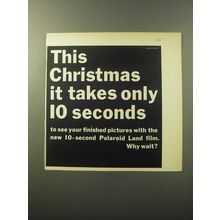1960 Polaroid Land Film Ad - This Christmas it takes only 10 seconds