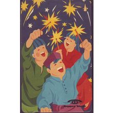 Children Playing Fireworks S'pore $10 Telephone Card (Used)