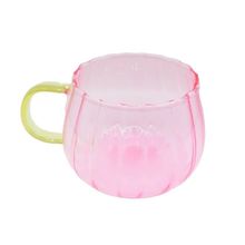 Pink Glass Mug Fluted with Gold Handle 6.5 CM Tableware Cold Drinks Only