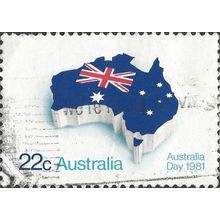 AUSTRALIA, Australia Day, Flag as Map, blue 1981, 18c, #3