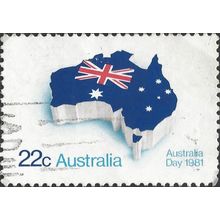 AUSTRALIA, Australia Day, Flag as Map, blue 1981, 18c, #2
