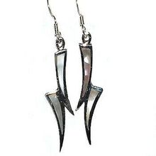 Sterling Silver Mother of Pearl Inlay Double Horn Dangle Earrings