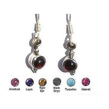 Sterling Silver Hand-Made Genuine Stone Earrings