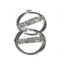 Sterling Silver Wide TAKEN Hoop Earrings
