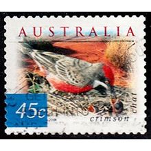 Australia 2001 Bird Crimson Chat 45c Used P&S Stamp Crimson Chat 12.5 Perf ,