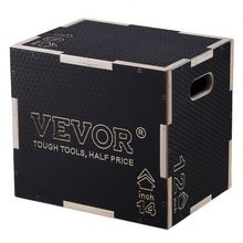 3 in 1 Plyometric Jump Box, 16/14/12 Inch Wooden Plyo Box, Platform & Jumpin...