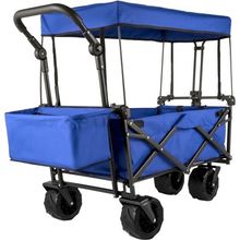 Extra Large Collapsible Garden Cart with Removable Canopy, Folding Wagon Uti...