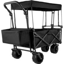 Extra Large Collapsible Garden Cart with Removable Canopy, Folding Wagon Uti...