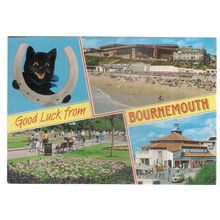 GOOD LUCK FROM BOURNEMOUTH, DORSET multiview used postcard =