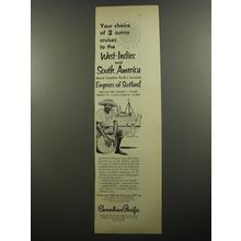 1952 Canadian Pacific Cruise Ad - Your choice of 3 sunny cruises to the West