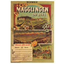 Magglingen Ob Biel 1899 Horaire Timetable Switzerland Poster Postcard