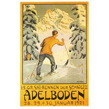 Adelboden January 1921 Skiing Sports Switzerland Poster Postcard