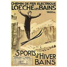 Chemin De Fer Loeche Les Bains WW1 Skiing Sports Skiing Swiss Timetable Postcard