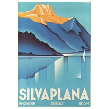 Silvaplana Engadin Surlej Verkehrsverein 1934 Switzerland Poster Postcard