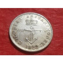 1822 George IV British West Indies 1/8th Dollar - Anchor Money.