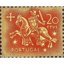 PORTUGAL, King Dinis, horseback, orange 1953, 20c, #6