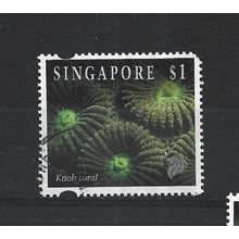 Singapore.SG750 $1 Knob coral.Fine Used.Jul25a