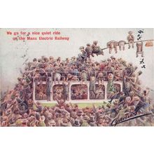 A Nice Quiet Ride On Manx Railway Isle Of Man Old Comic Postcard