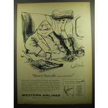 1960 Western Airlines Advertisement - art by Ronald Searle - Blasted Show-offs