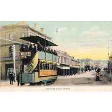 Elizabeth Street Hobart Old Tram Train Old Tasmania Australia Postcard