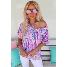 Pink Loose Painted Floral Tee