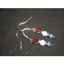 Small silvered red white blue swing dangle earrings pettite or child G