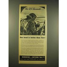 1944 Robbins & Myers Ad - One Head Better Than Two