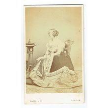 Victorian cdv photo woman seated wearing ball gown London photographer