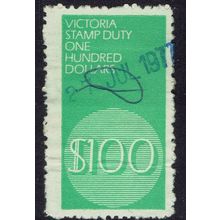 VICTORIA 1966 STAMP DUTY $100 - USED - L802