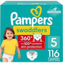 Pampers Diapers - Swaddlers 360 - Size 5, 116 Count, for up to 100% Leakproof Pr