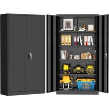 Greenvelly 72" H Metal Garage Storage Cabinet with 2 Doors and 4 Adjustable Shel