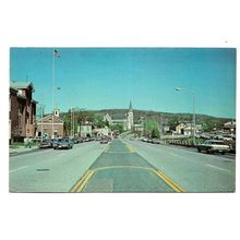 Postcard USA CT Connecticut Winsted Main Street buildings cars posted 1985