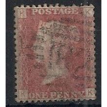 1858 SG43 1d Red Plate 188 Good+ Used Check Letters "KK".