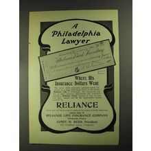 1903 Reliance Life Insurance Ad - A Philadelphia Lawyer