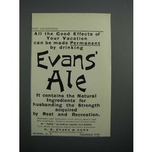 1908 Evans Ale Ad - Effects Made Permanent by Drinking