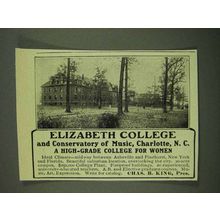 1908 Elizabeth College and Conservatory of Music Ad