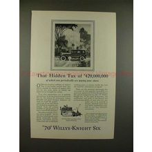 1927 Willys Knight 70 Six Car Ad - That Hidden Tax!!