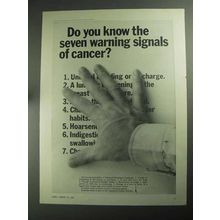 1968 American Cancer Society Ad - Seven Warning Signals