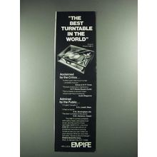 1975 Empire Model 598 III Turntable Ad - The Best in the World