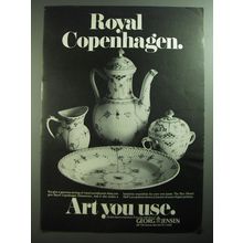 1970 Georg Jensen Ad - Royal Copenhagen Blue Fluted Half Lace Dinnerware